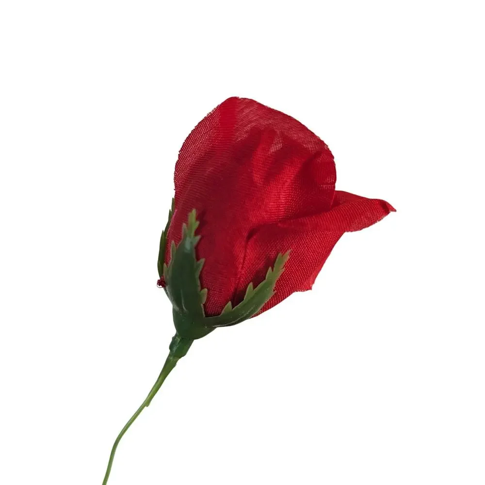 Red Artificial Silk Rose Picks Wired Stems Wedding Craft 1